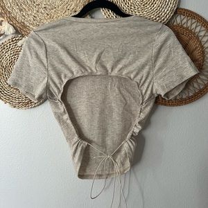 Open back ribbed crop top